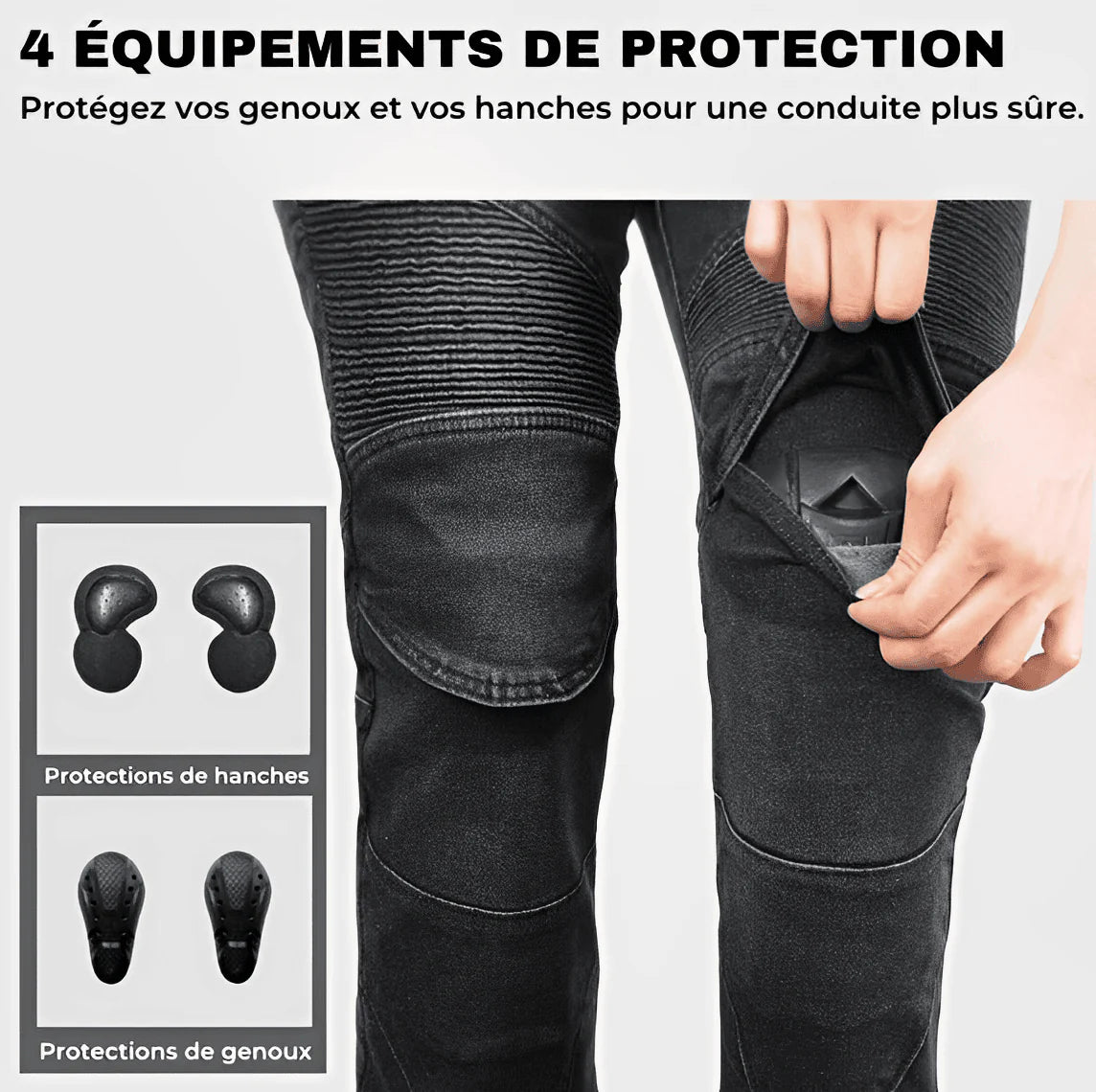 Jeans moto femme noir