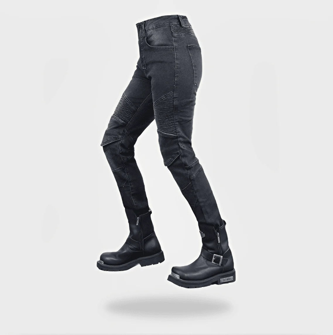 Jeans moto femme noir