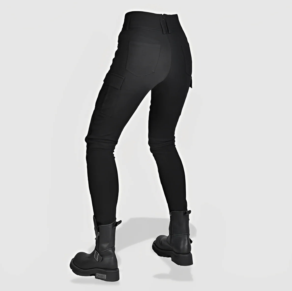 Pantalon cargo noir moto femme